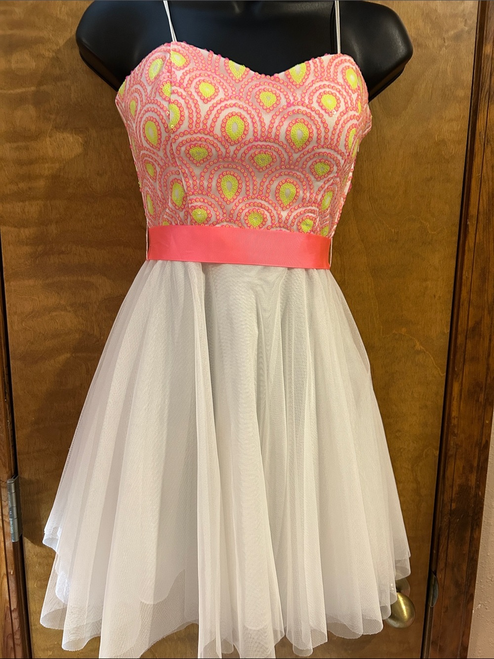 Pink & White Dress with Embroidered Bodice - Homecoming